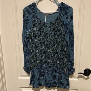FP Movement by Free People Blue Floral Long Sleeve Dress
